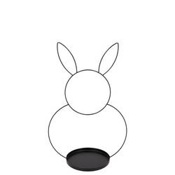 Metall Kaninchen +Schale schwarz 31x20cm