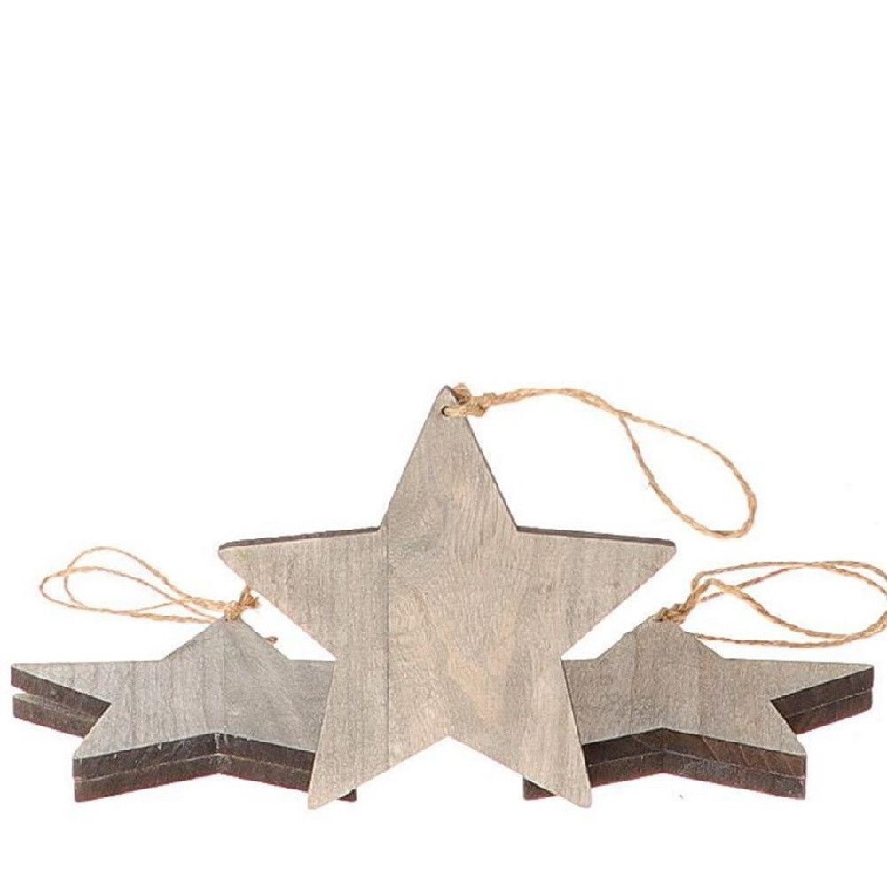Hänger Stern Holz grau 25cm x5