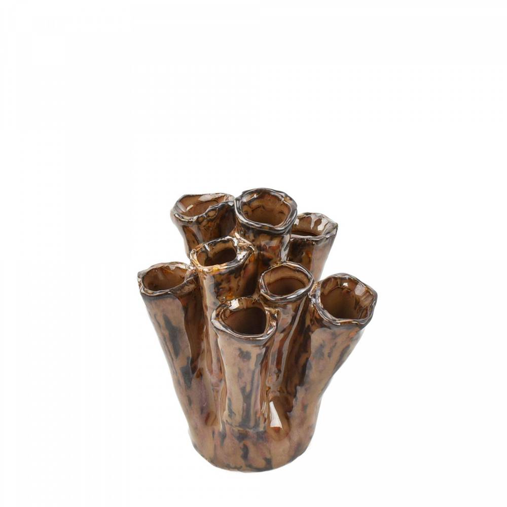 Keramik Vase Tubular braun 09x12x14cm