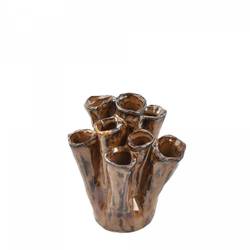 Keramik Vase Tubular braun 09x12x14cm