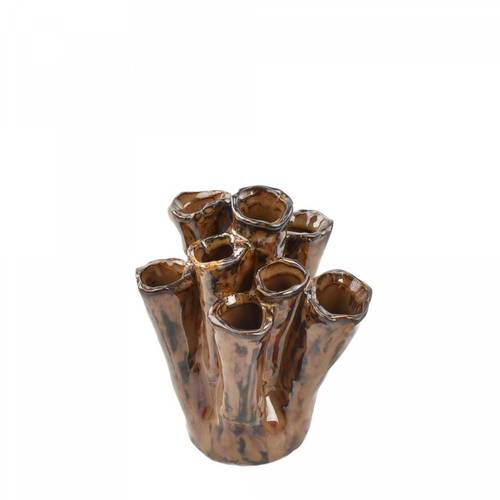 Keramik Vase Tubular braun 09x12x14cm
