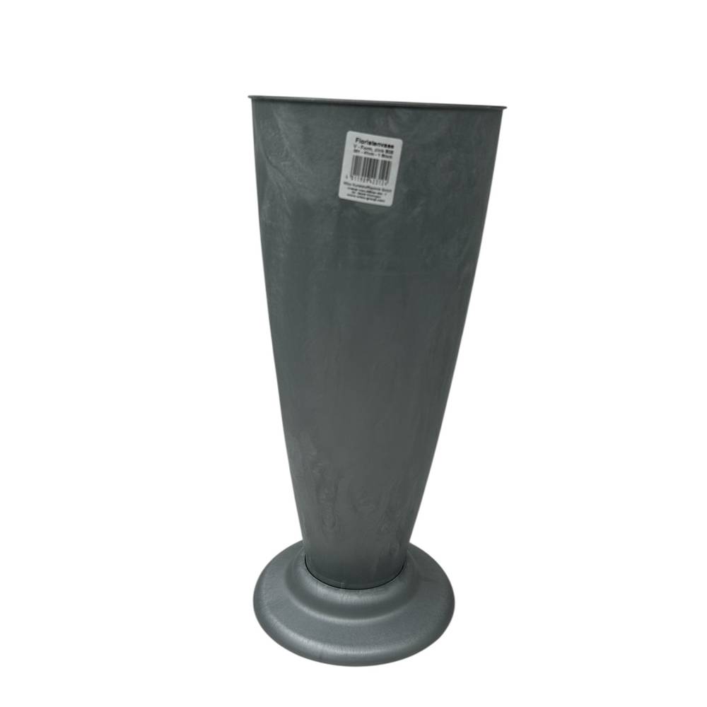Kunststoff Vase grau mit Fuss H41cm