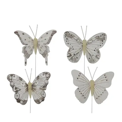 Schmetterling auf Draht mix creme 8cm x12 