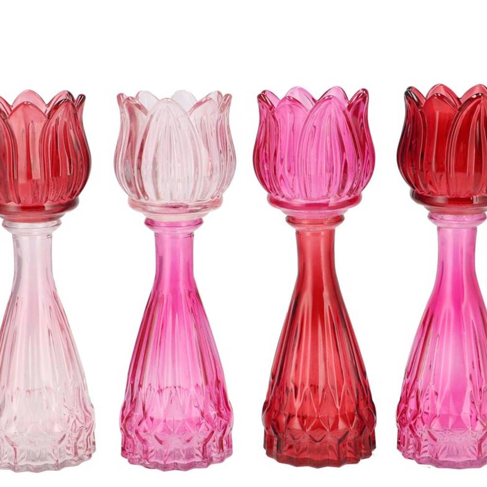 Glas Vase Tulpe Dutch rosa mix 07x22cm