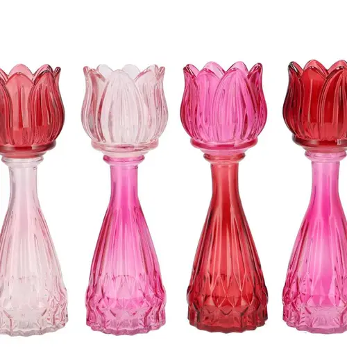 Glas Vase Tulpe Dutch rosa mix 07x22cm