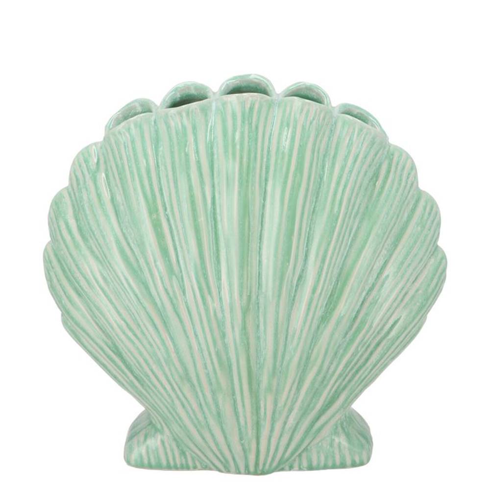 Keramik Vase Jakobsmuschel grün 21x12x21cm