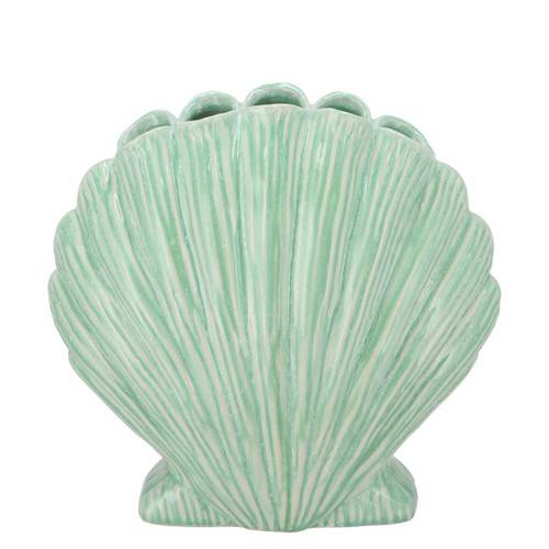 Keramik Vase Jakobsmuschel grün 21x12x21cm