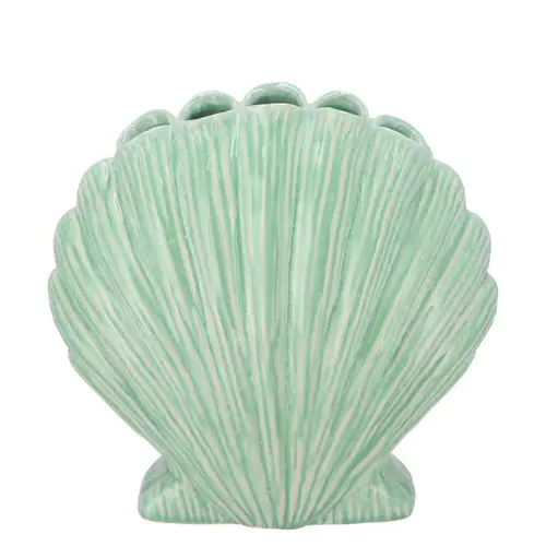 Keramik Vase Jakobsmuschel grün 21x12x21cm