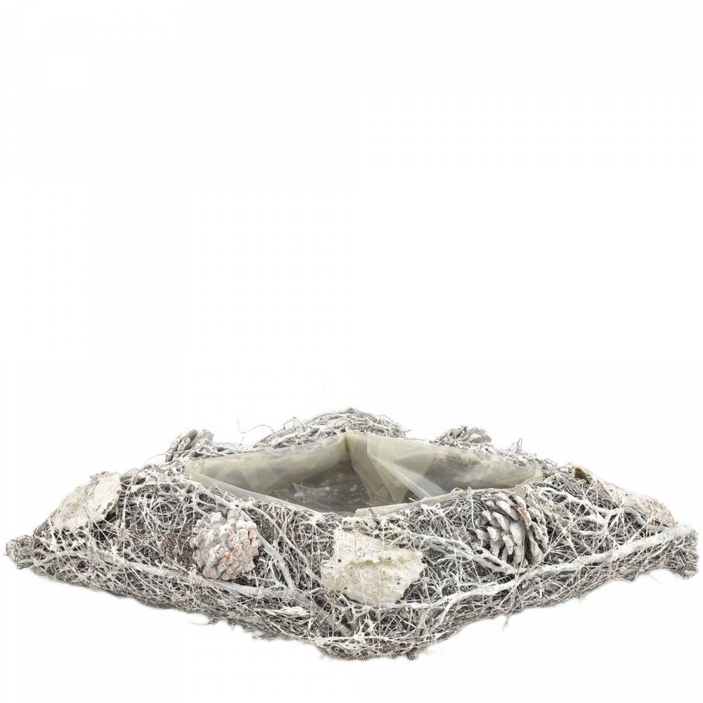 Übertopf Mühlenbeckia gebleicht 45x23x08cm