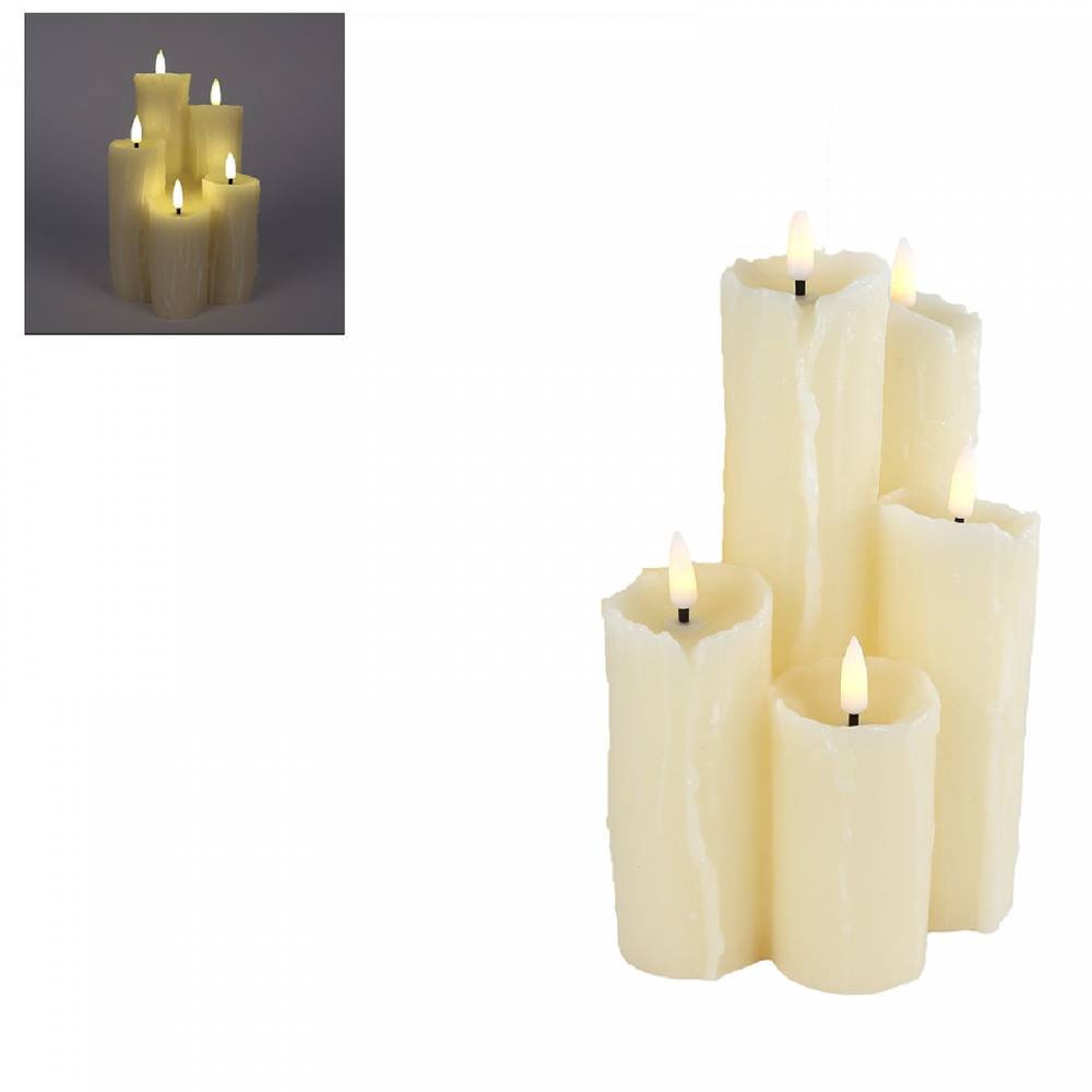 LED Kerzenset creme D12.5cm H19.5cm