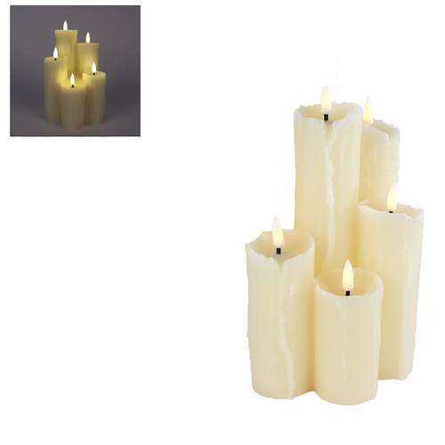 LED Kerzenset creme D12.5cm H19.5cm