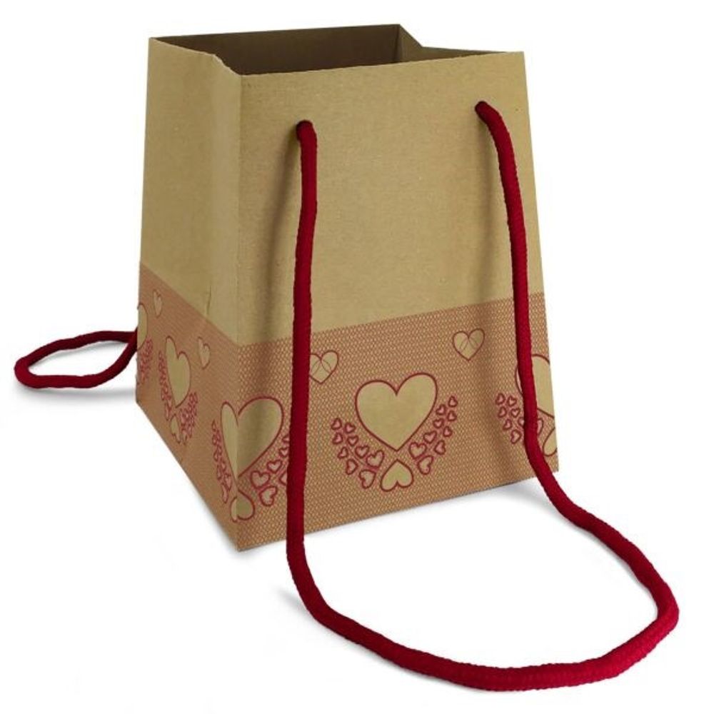 Tasche Herz Lacy rot/Natur 18x15x15cm