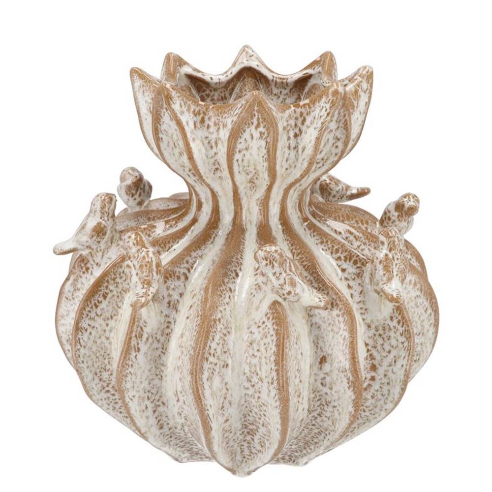 Keramik Vase Vogel Structure creme 30x30x29cm