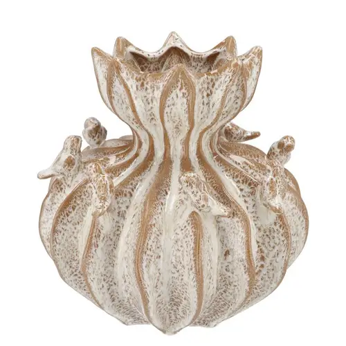 Keramik Vase Vogel Structure creme 30x30x29cm