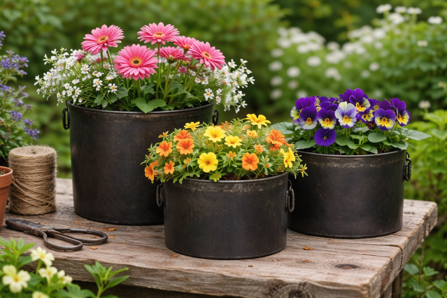 Übertopf 3/Set Satina schwarz Metall