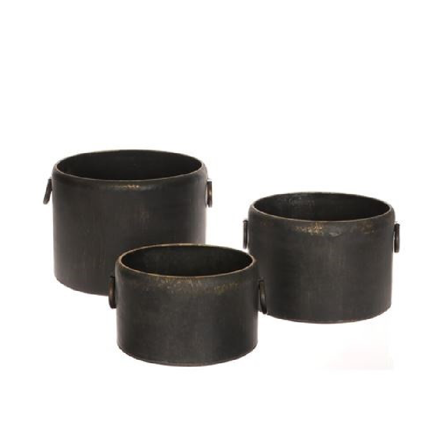 Deko Übertopf 3/Set Satina schwarz Metall