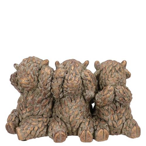 Beton Stier Sehen/Sprechen gold 20x10x12cm