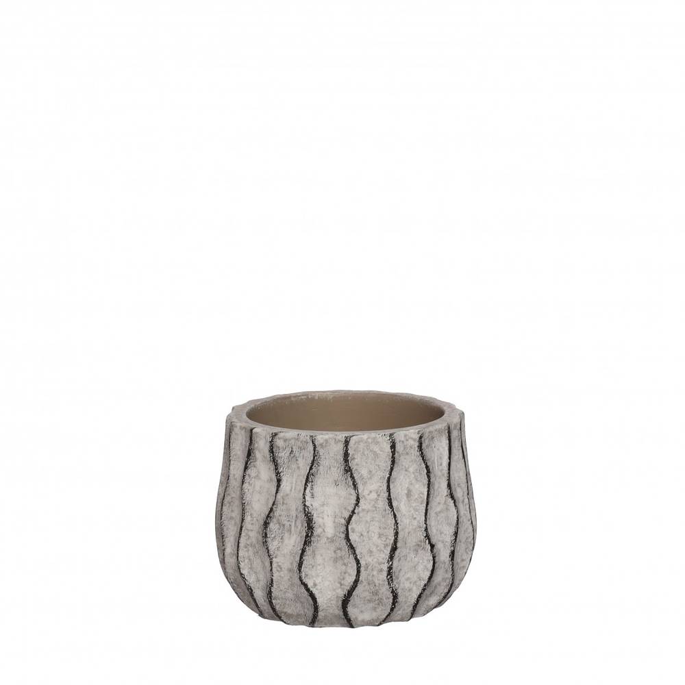 Keramik Übertopf Wave grau D08.5cm H07cm