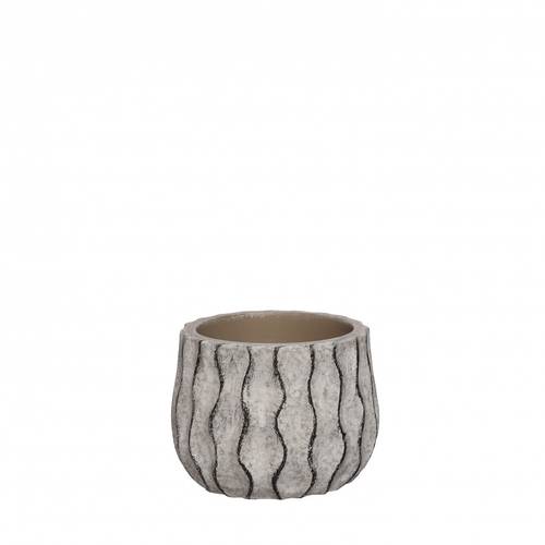 Keramik Übertopf Wave grau D08.5cm H07cm