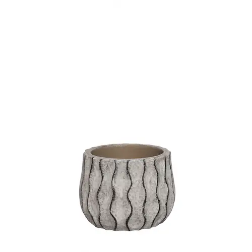 Keramik Übertopf Wave grau D08.5cm H07cm