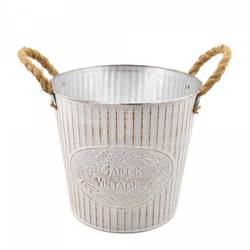 Zink Übertopf +Henkel Beta creme D20cm H19cm