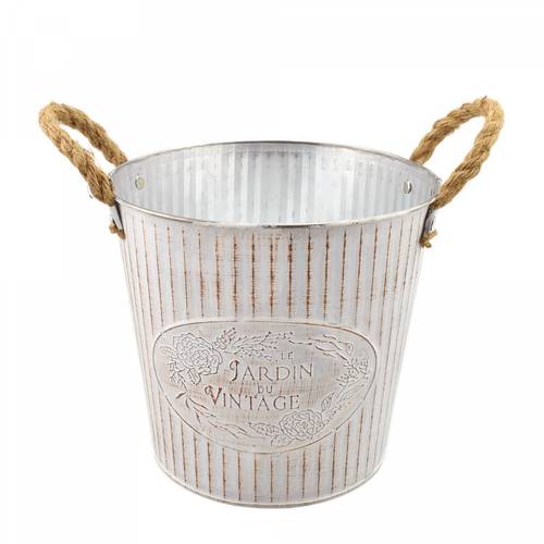 Zink Übertopf +Henkel Beta creme D20cm H19cm