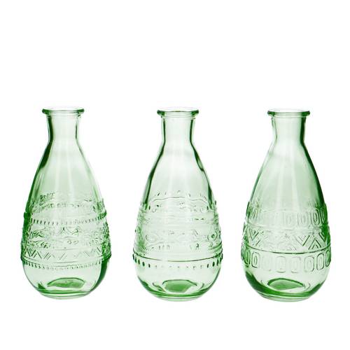 Glas Flasche Rome grün D08cm H16cm