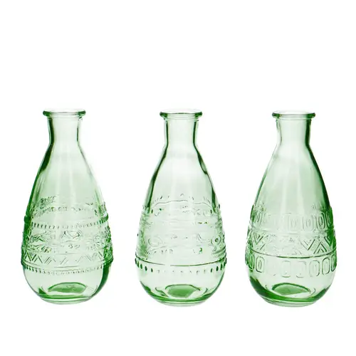 Glas Flasche Rome grün D08cm H16cm
