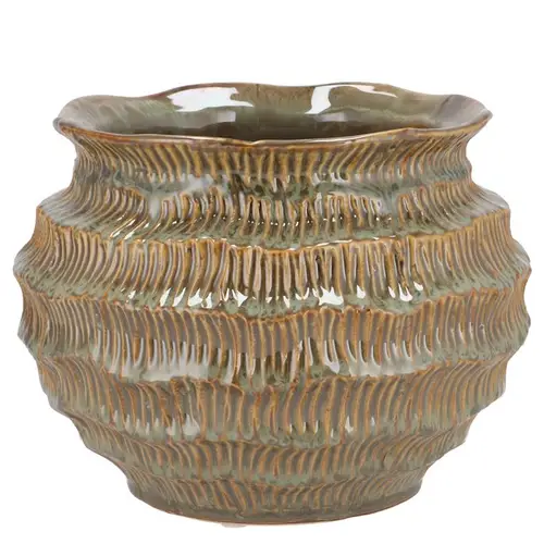 Keramik Übertopf Loui sand 17x17x13cm