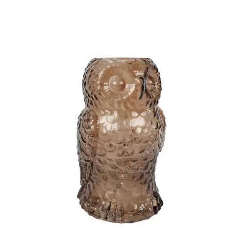 Glas Vase Eule braun D16cm H20cm