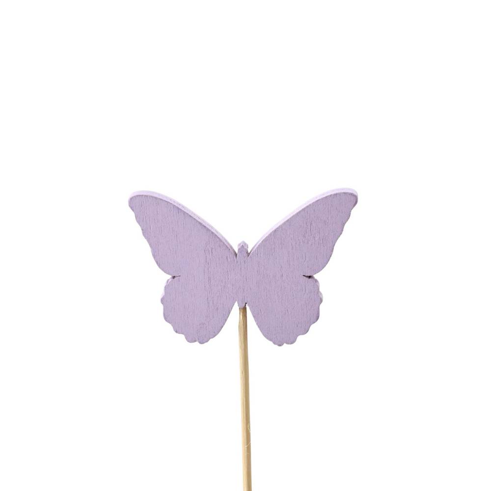 Schmetterling Holz auf Stab lila L50cm D06cm