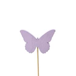Schmetterling Holz auf Stab lila L50cm D06cm