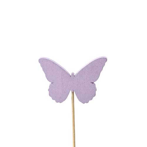 Schmetterling Holz auf Stab lila L50cm D06cm