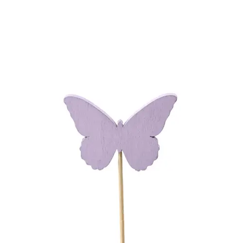Schmetterling Holz auf Stab lila L50cm D06cm