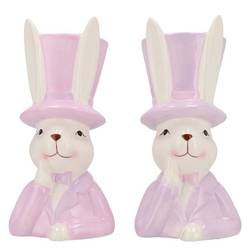 Keramik Hase mit Hut Dreamy mix lila 12x14x25cm