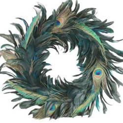 Kranz Pfauenfeder blau D40cm