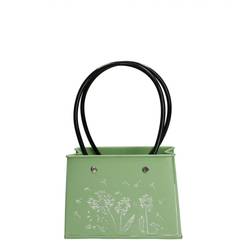 Zink Tasche Blume grün 14x07x11cm