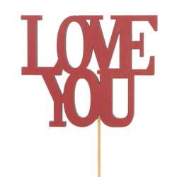 Love You auf Stab rot L50cm D09.5cm