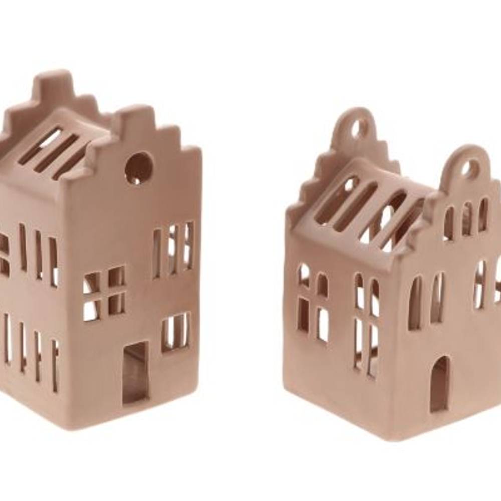 Teelicht Ziegel 2/Set rosa D10cm H19cm