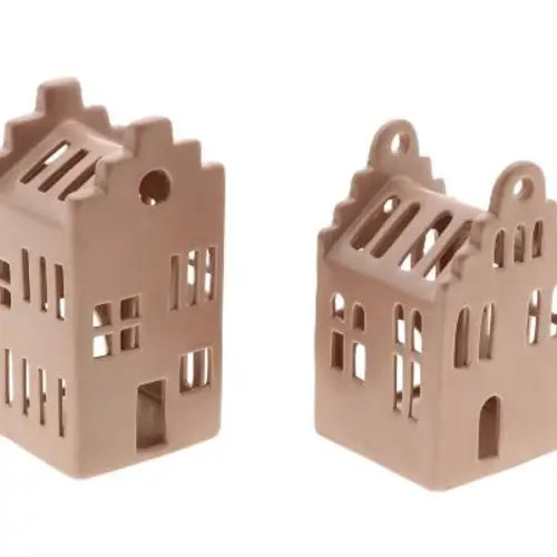 Teelicht Ziegel 2/Set rosa D10cm H19cm