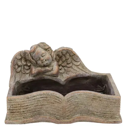 Beton Übertopf Engel+Buch gold 23x17x14cm