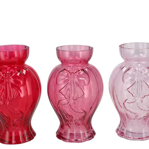 Glas Vase Jolly Bowy rosa mix 15x14x23cm