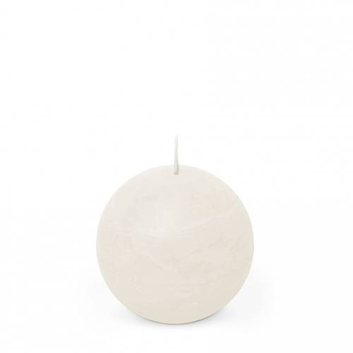 Kerze Kugel Rustikal weiss D08cm