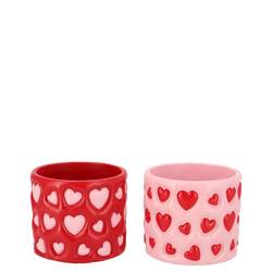 Keramik Übertopf Juul Herz rosa/rot 12x12x09cm