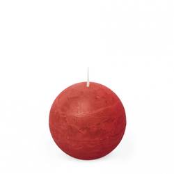Kerze Kugel Rustikal rot D08cm 