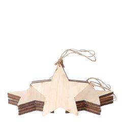 Deko Hänger Stern Holz natur 15cm 10st