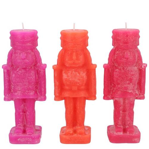 Kerze Nussknacker mix fuchsia 06x06x16cm