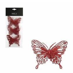 Deko Schmetterling auf Clip rot 10cm x3
