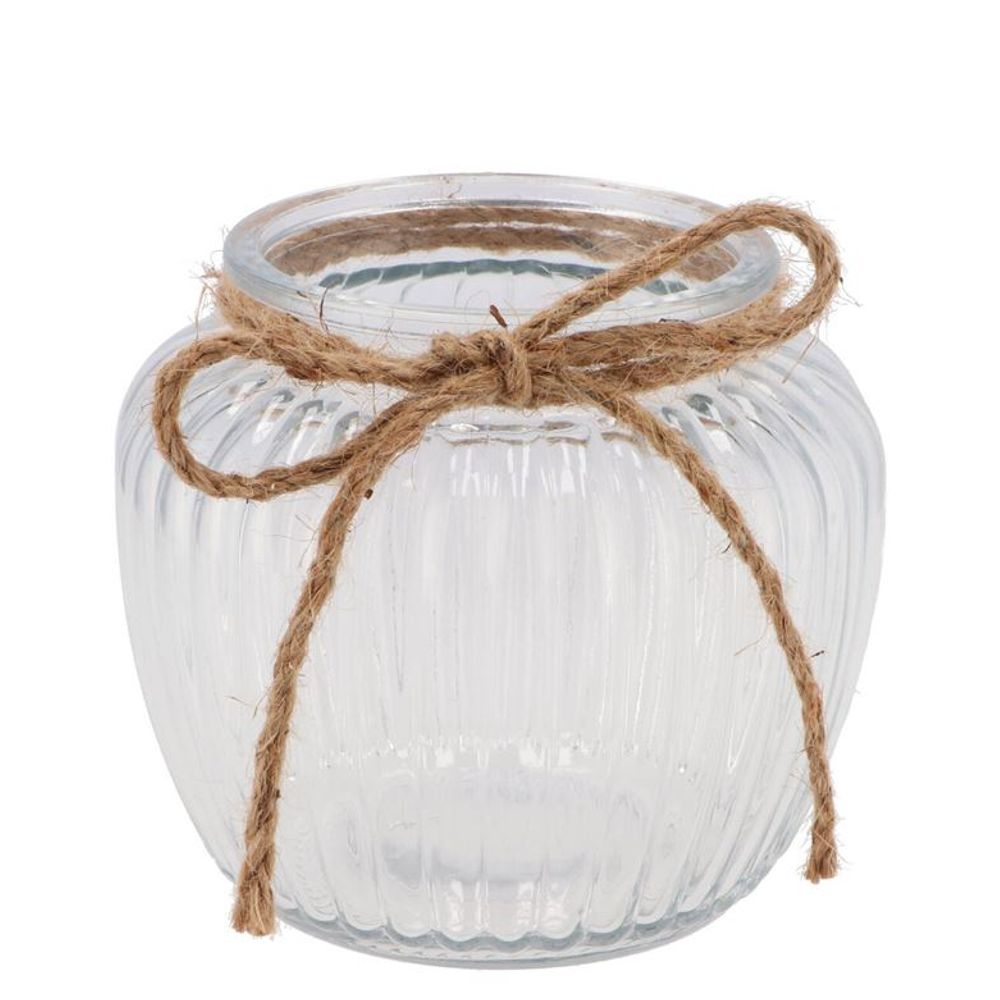 Glas Vase Kürbis Rille mit Seil D14cm H13cm