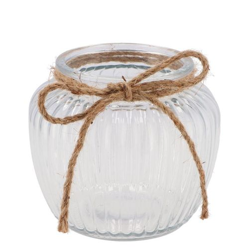 Glas Vase Kürbis Rille mit Seil D14cm H13cm